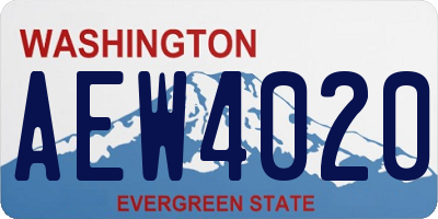 WA license plate AEW4020