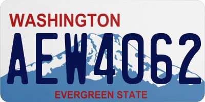 WA license plate AEW4062