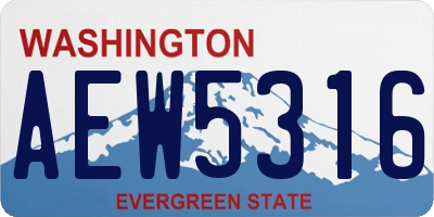WA license plate AEW5316