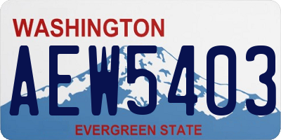 WA license plate AEW5403