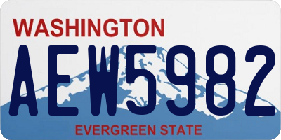 WA license plate AEW5982