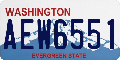 WA license plate AEW6551