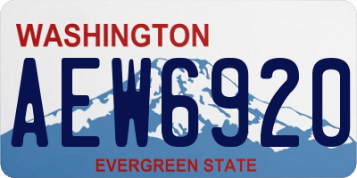 WA license plate AEW6920