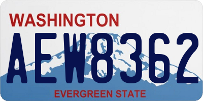 WA license plate AEW8362