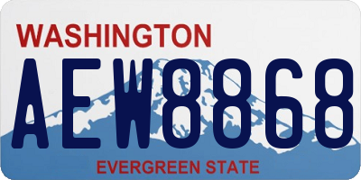 WA license plate AEW8868
