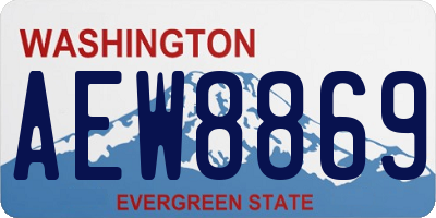 WA license plate AEW8869