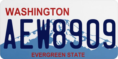 WA license plate AEW8909