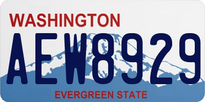 WA license plate AEW8929