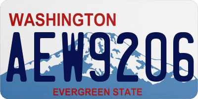WA license plate AEW9206