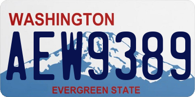 WA license plate AEW9389