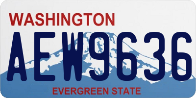WA license plate AEW9636