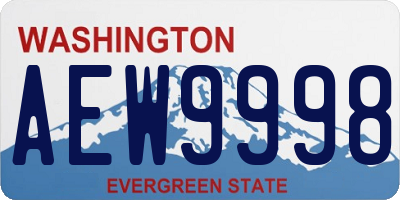 WA license plate AEW9998