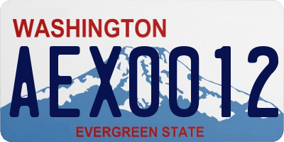 WA license plate AEX0012