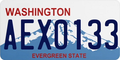 WA license plate AEX0133