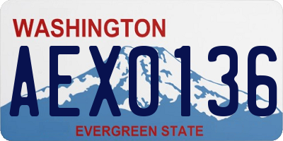 WA license plate AEX0136