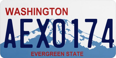WA license plate AEX0174