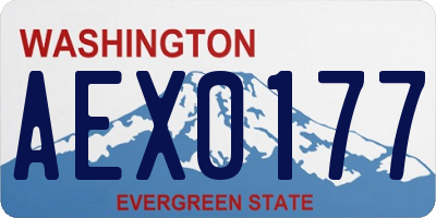 WA license plate AEX0177