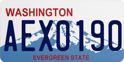 WA license plate AEX0190