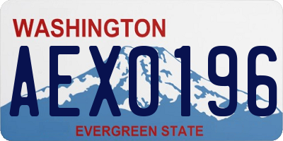 WA license plate AEX0196