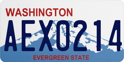 WA license plate AEX0214
