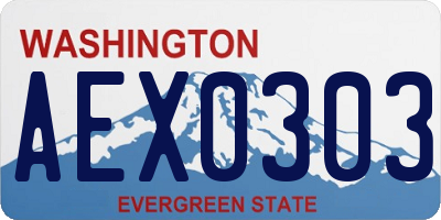 WA license plate AEX0303