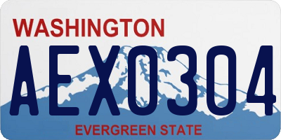 WA license plate AEX0304