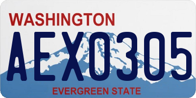 WA license plate AEX0305