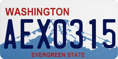 WA license plate AEX0315