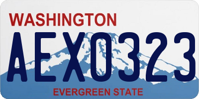 WA license plate AEX0323