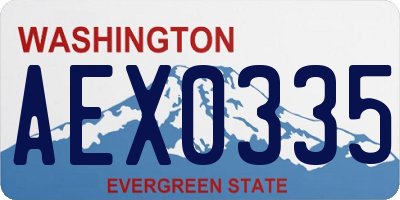 WA license plate AEX0335