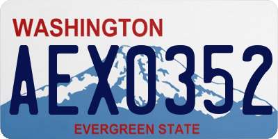 WA license plate AEX0352