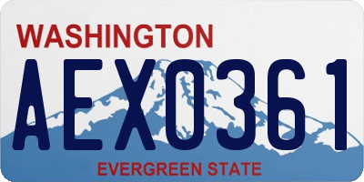 WA license plate AEX0361