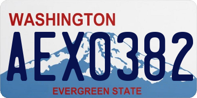 WA license plate AEX0382