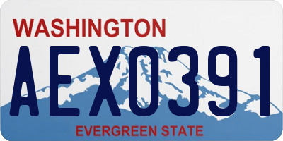 WA license plate AEX0391