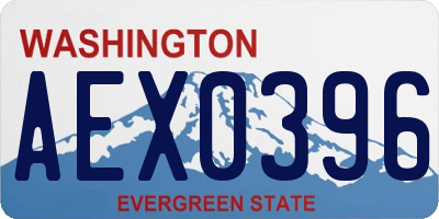 WA license plate AEX0396