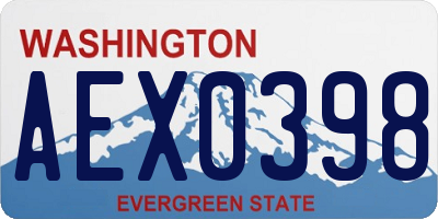 WA license plate AEX0398