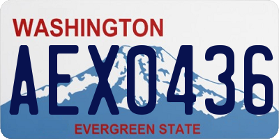 WA license plate AEX0436