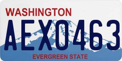 WA license plate AEX0463