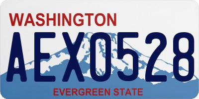 WA license plate AEX0528