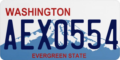 WA license plate AEX0554