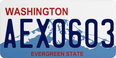 WA license plate AEX0603