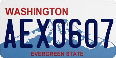 WA license plate AEX0607