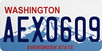 WA license plate AEX0609