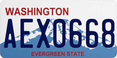 WA license plate AEX0668