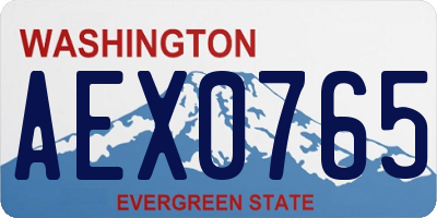 WA license plate AEX0765