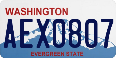 WA license plate AEX0807