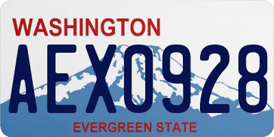WA license plate AEX0928