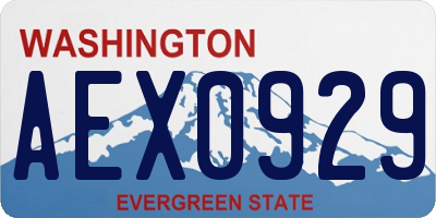 WA license plate AEX0929