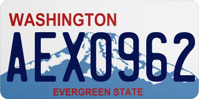 WA license plate AEX0962
