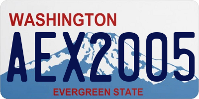 WA license plate AEX2005